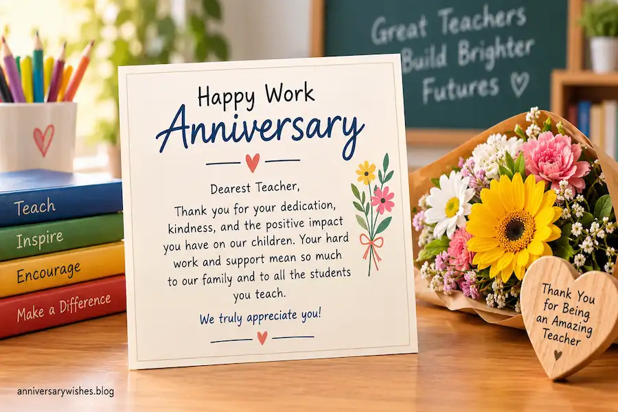 Anniversary Messages from Parents for Teacher, anniversarywishes.blog